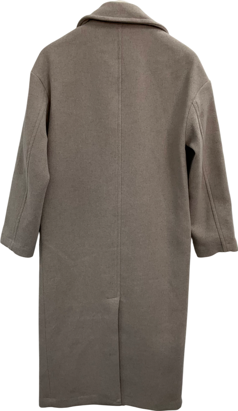 New Look Beige Wool Look Double Breasted Coat UK 10
