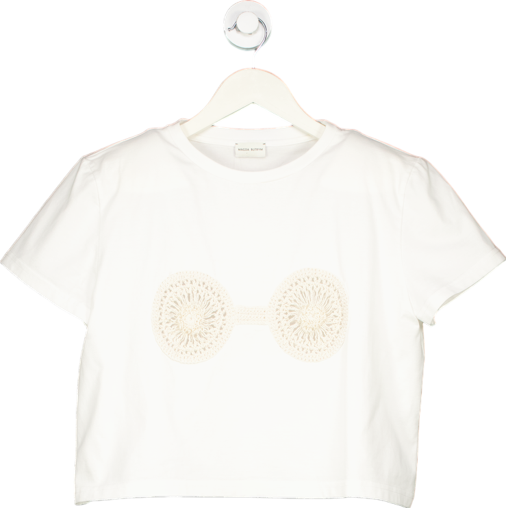 Magda Butrym Crochet bra t-shirt in white UK 10