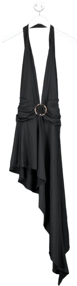 Mistress Rocks Black Plunge Asymmetric Dress UK S