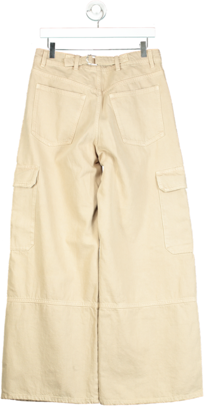 Zara Beige Wide-Leg Cargo Trousers UK 10