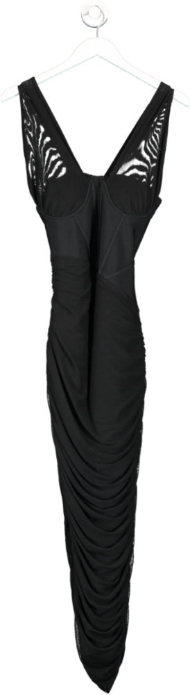 boohoo Black Bandage Ruched Body Maxi Dress UK 14