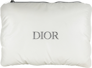 Christian Dior White Padded Makeup Pouch One Size