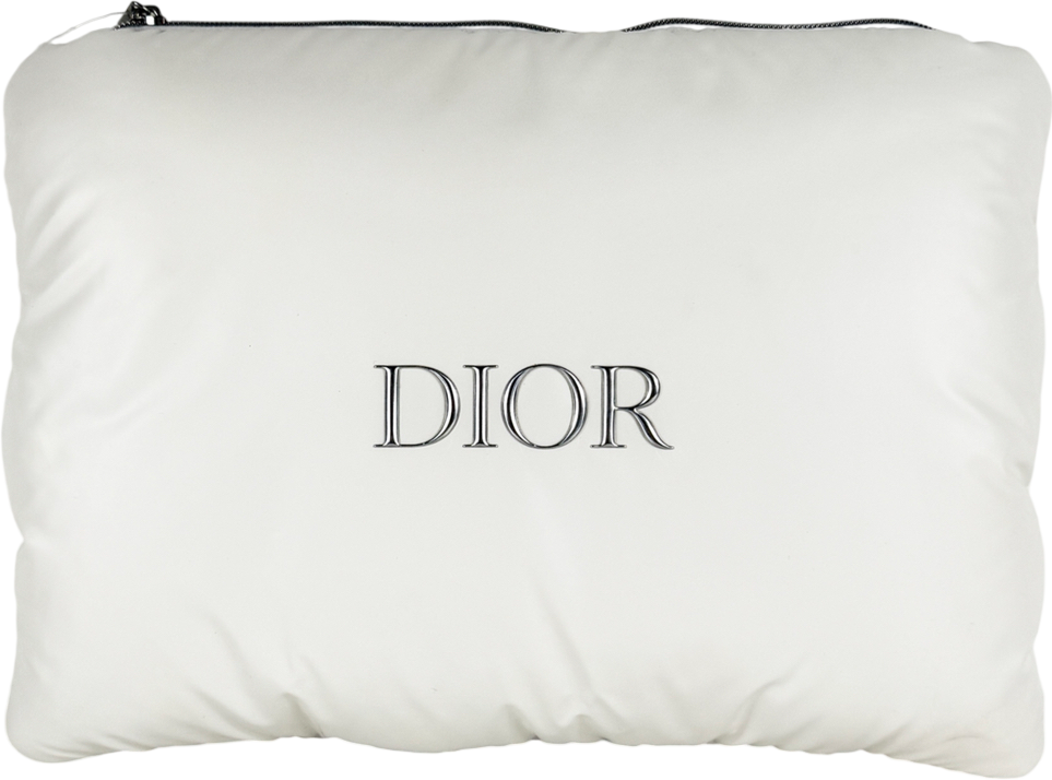 Christian Dior White Padded Makeup Pouch One Size