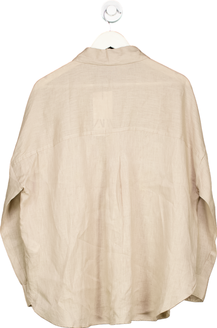 Zara Beige Linen Shirt UK L