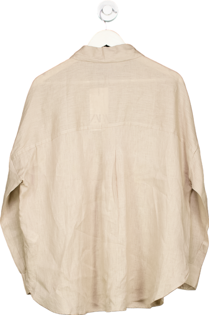 Zara Beige Linen Shirt UK L