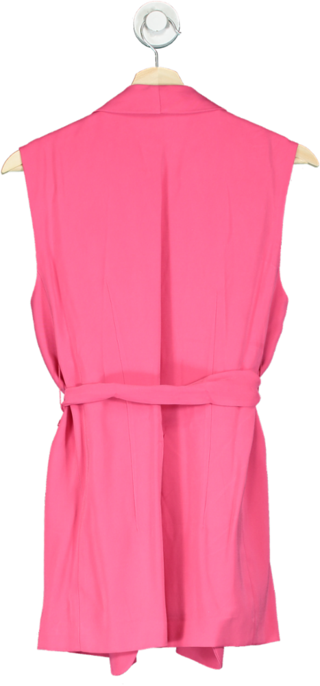 M&S Pink Sleeveless Belted Blazer UK 8