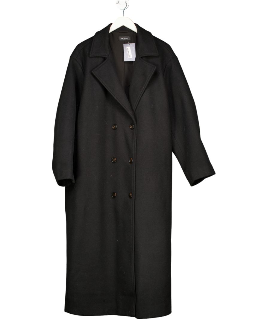 White Fox Black Modern Edge Oversized Coat UK L/XL