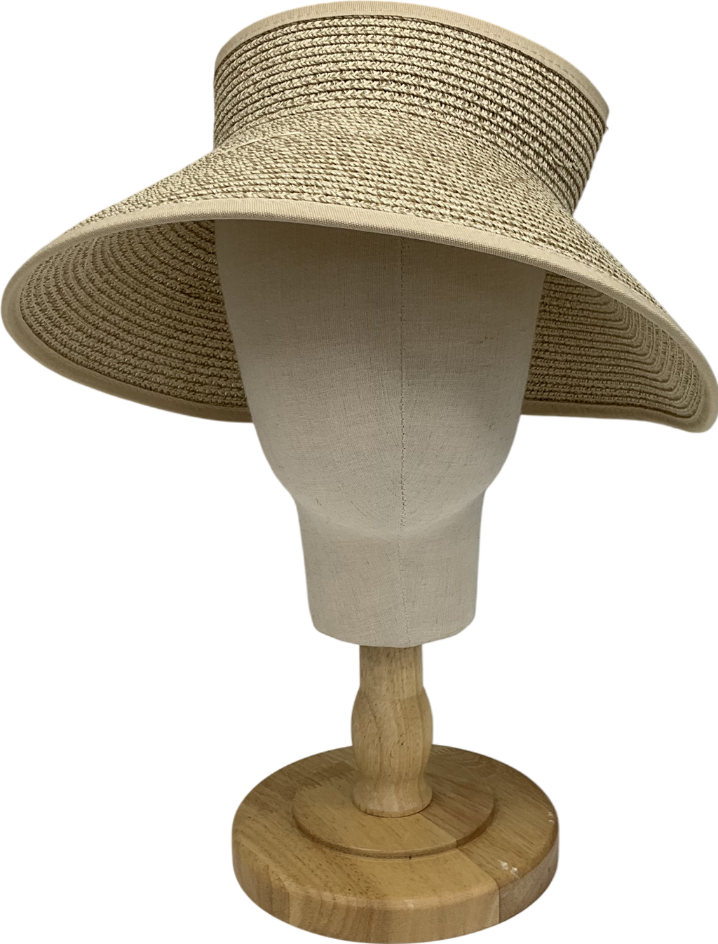 Beige Sun Visor Hats For Women Wide Brim Straw Roll-up Ponytail Summer Beach Hat Uv Upf Packable Foldable Travel Summer One Size