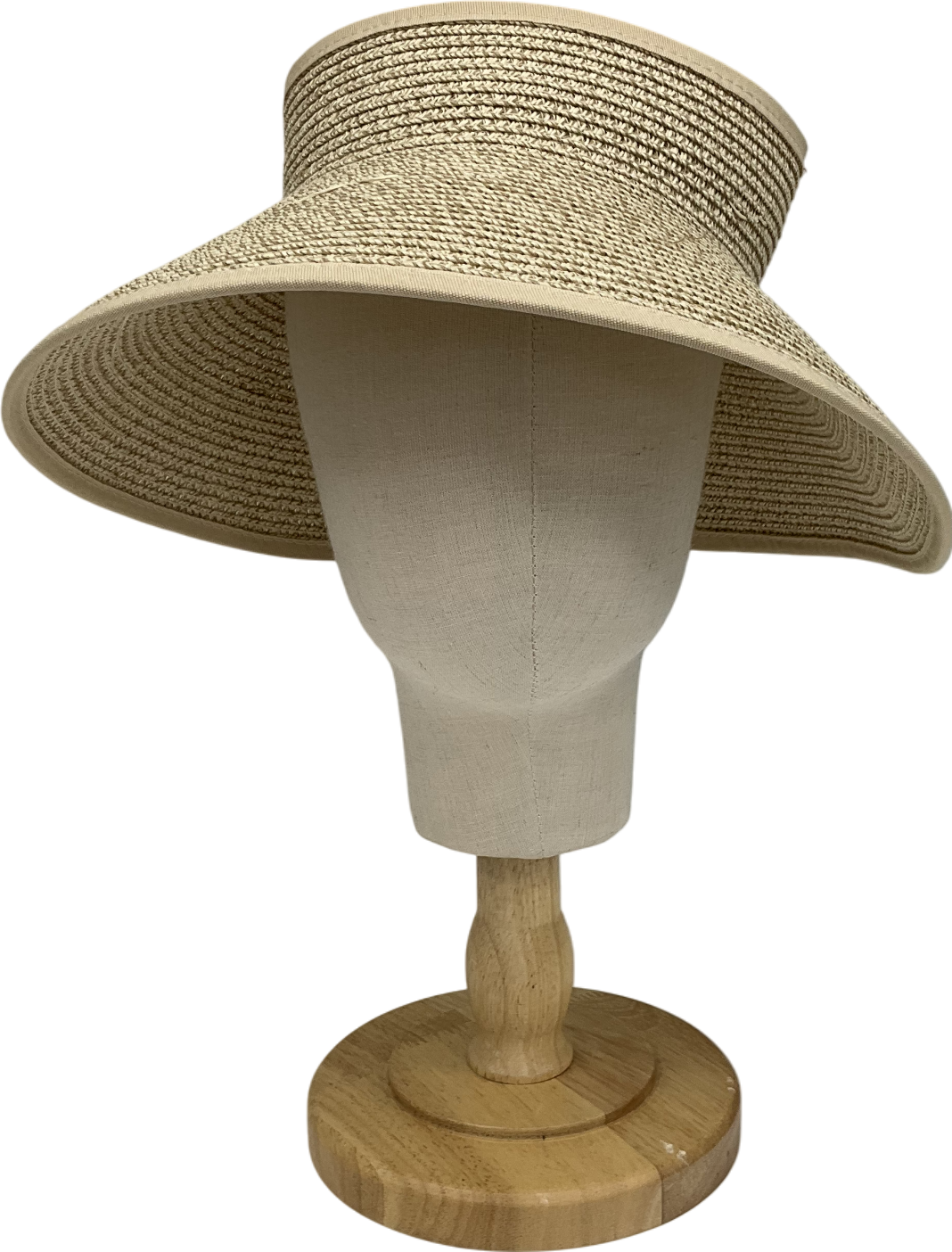 Beige Sun Visor Hats For Women Wide Brim Straw Roll-up Ponytail Summer Beach Hat Uv Upf Packable Foldable Travel Summer One Size