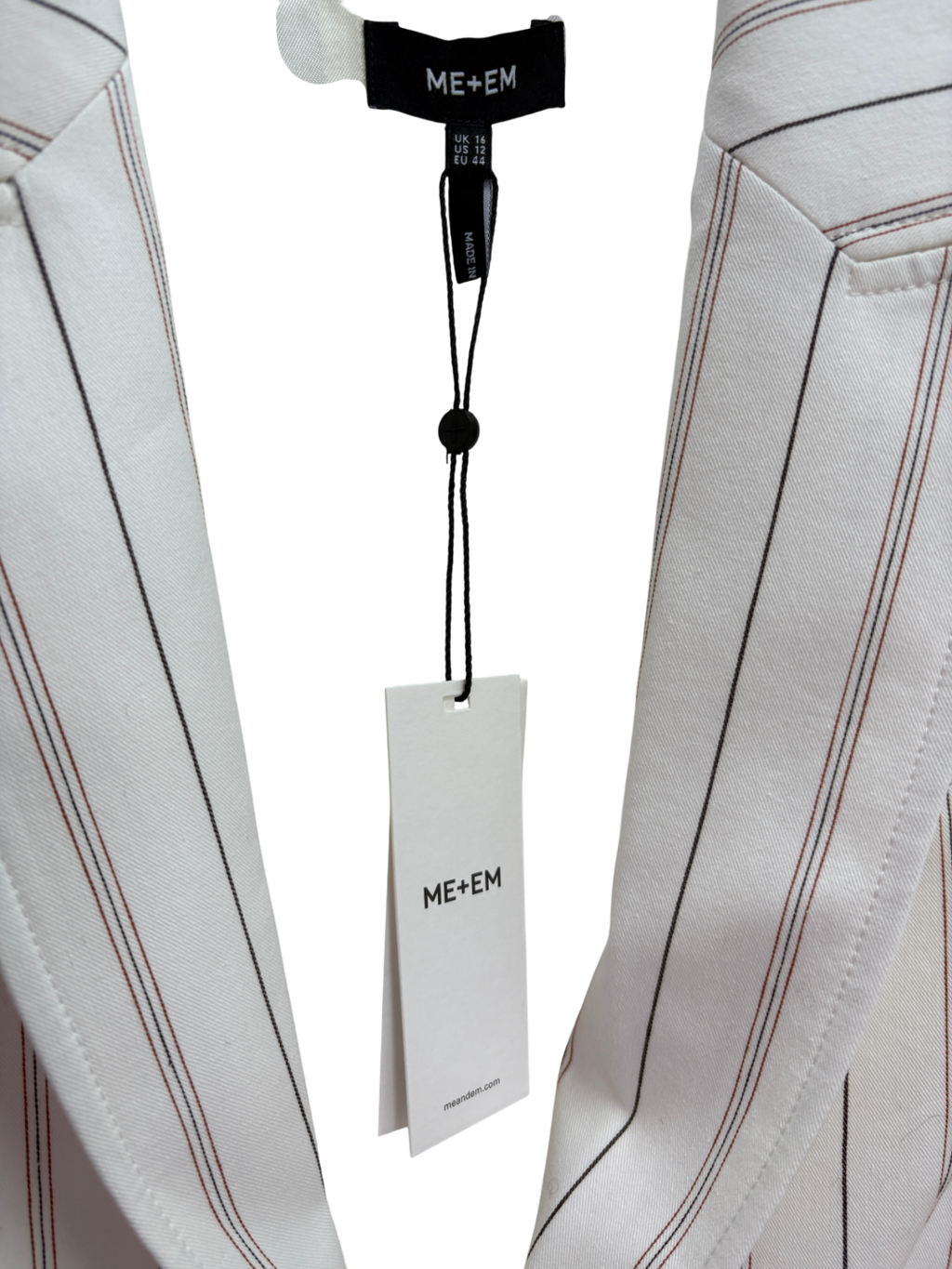 ME+EM White The Very Useful Multi Stripe Blazer UK 16