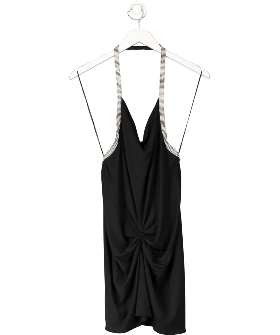 ZARA Black Liminted Edition Rinestone Draped Mini Dress UK M