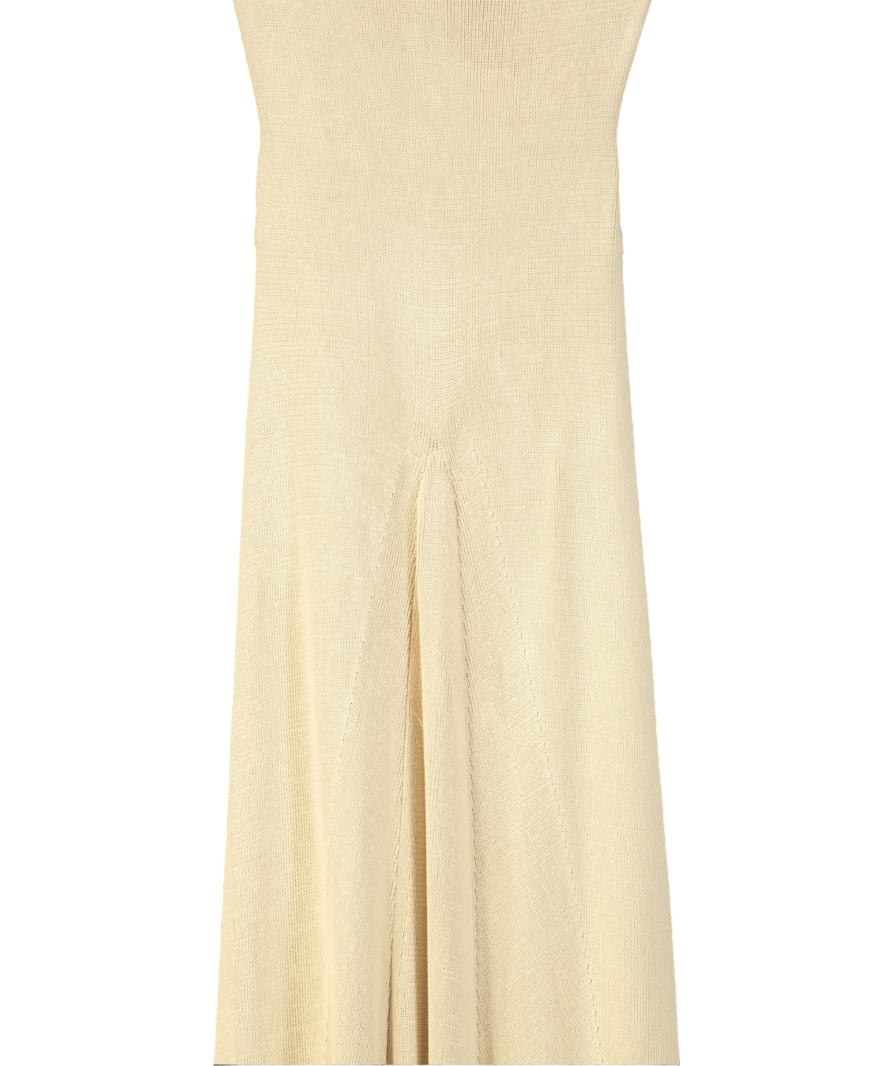 Caes Beige Cutout Panel Knitted Maxi Dress UK S