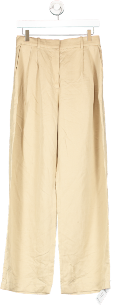 & Other Stories Cream Wide Press Crease Trousers UK 10