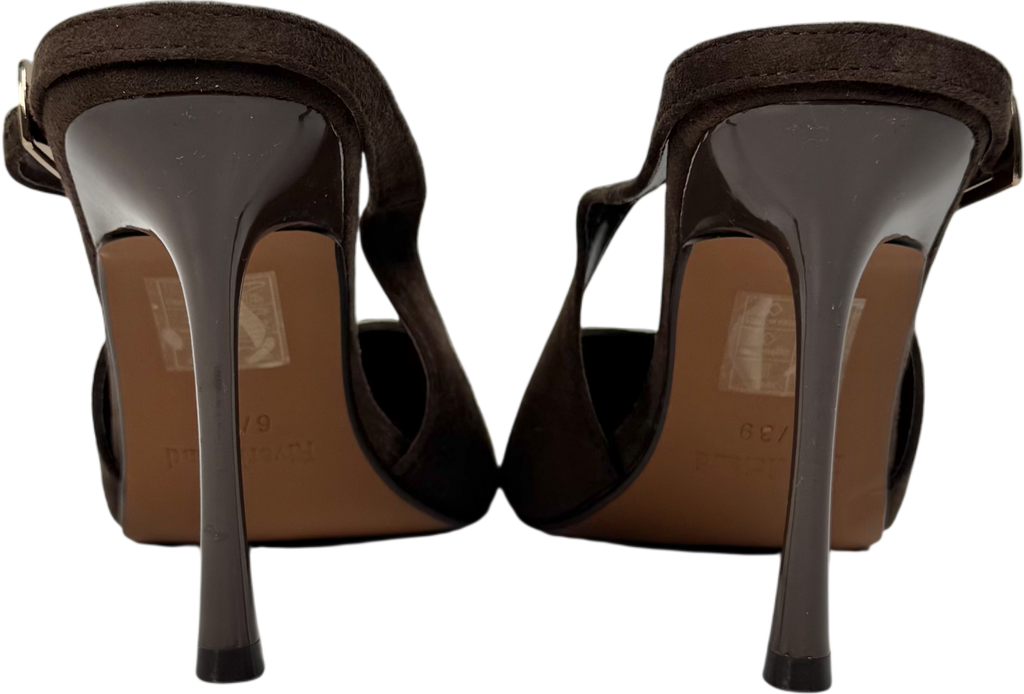 River Island Brown Faux Suede Sling Back Court Heels UK 6 EU 39 👠