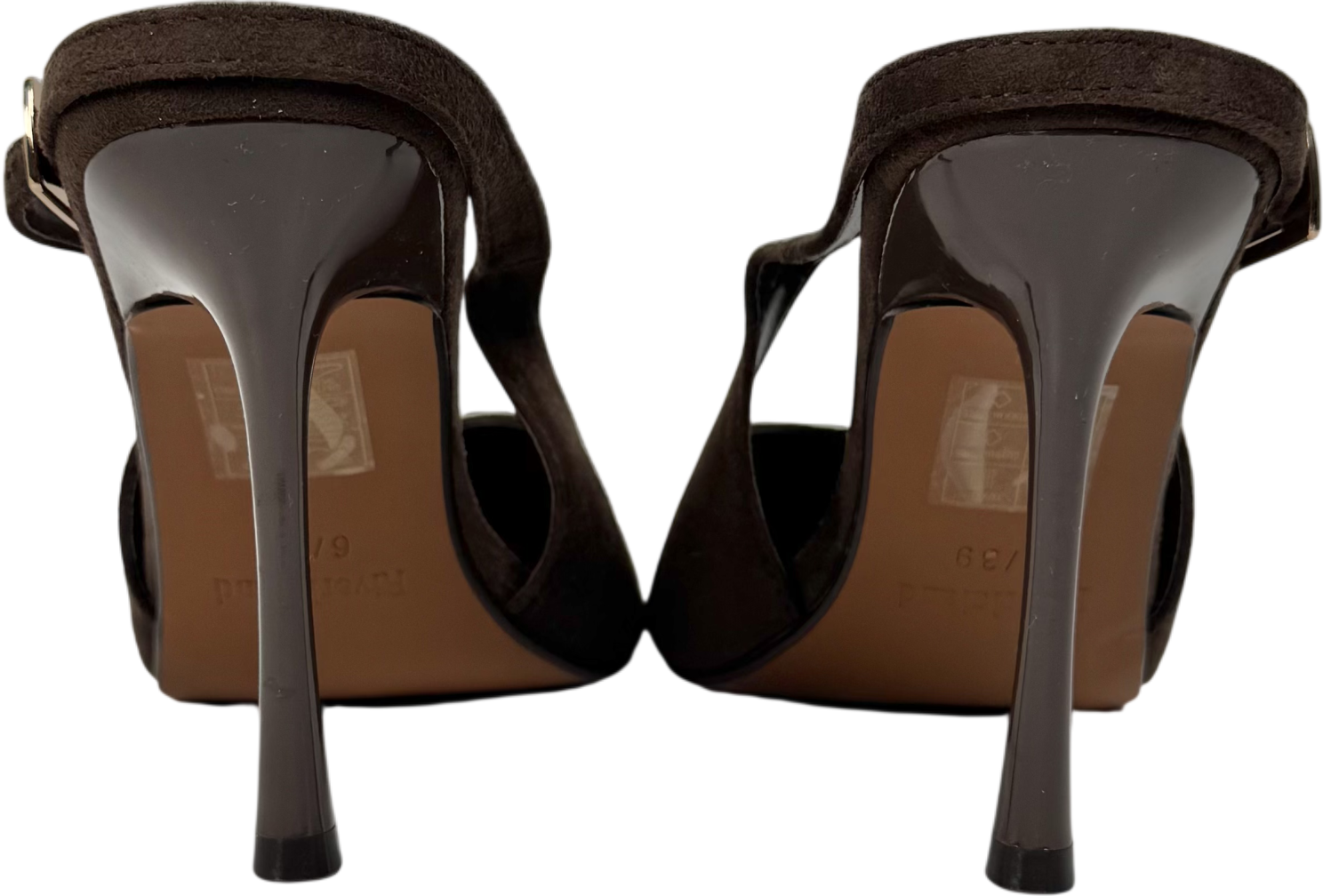 River Island Brown Faux Suede Sling Back Court Heels UK 6 EU 39 👠