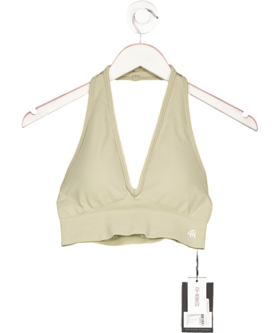 4th & Reckless Green Sage Halter Neck Seamless Sports Bra- Sammie UK S