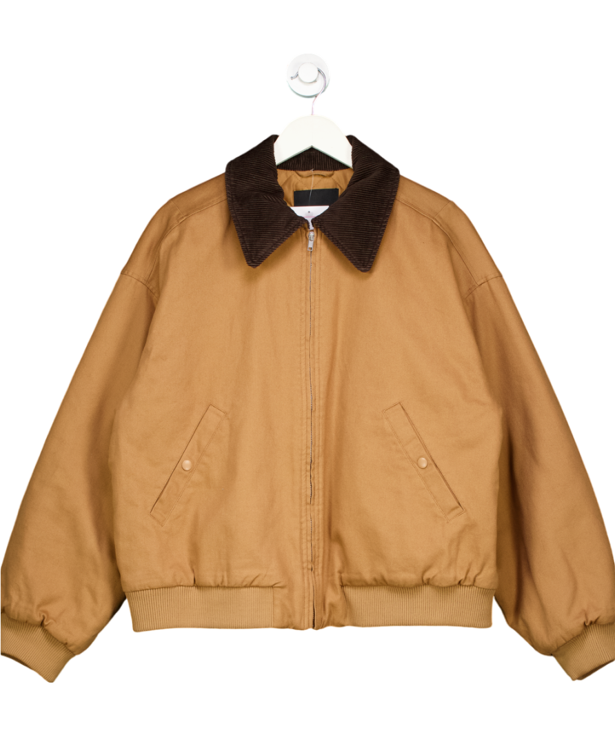 Monki Beige Collared Faux Fur Jacket UK M