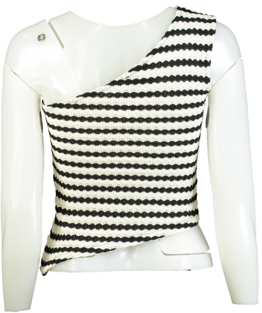 ASOS Design Black/White One Shoulder Top UK XS