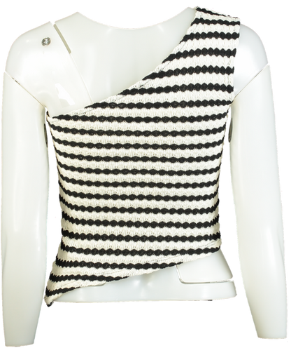 ASOS Design Black/White One Shoulder Top UK XS