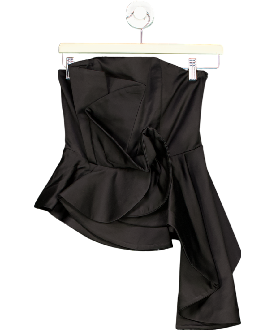& Other Stories Black Asymmetric Ruffle Bandeau Top UK 6