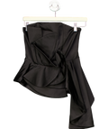 & Other Stories Black Asymmetric Ruffle Bandeau Top UK 6