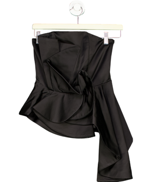 & Other Stories Black Asymmetric Ruffle Bandeau Top UK 6