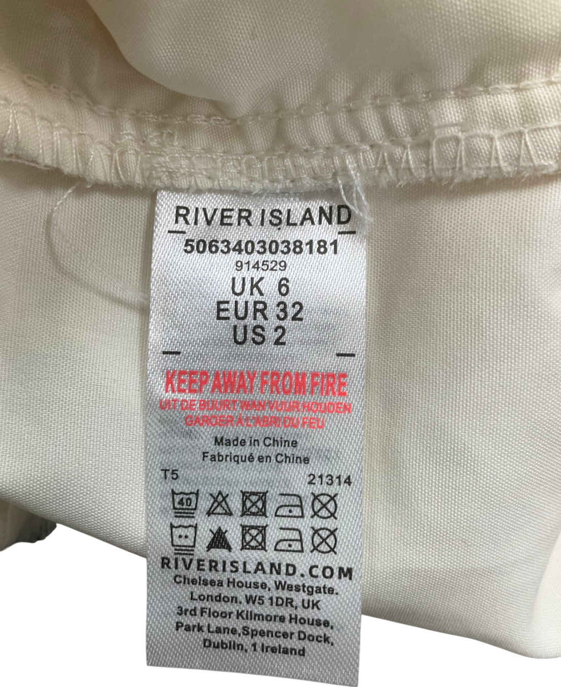 River Island Cream Floral Embroidery Mini Shift Dress UK 6