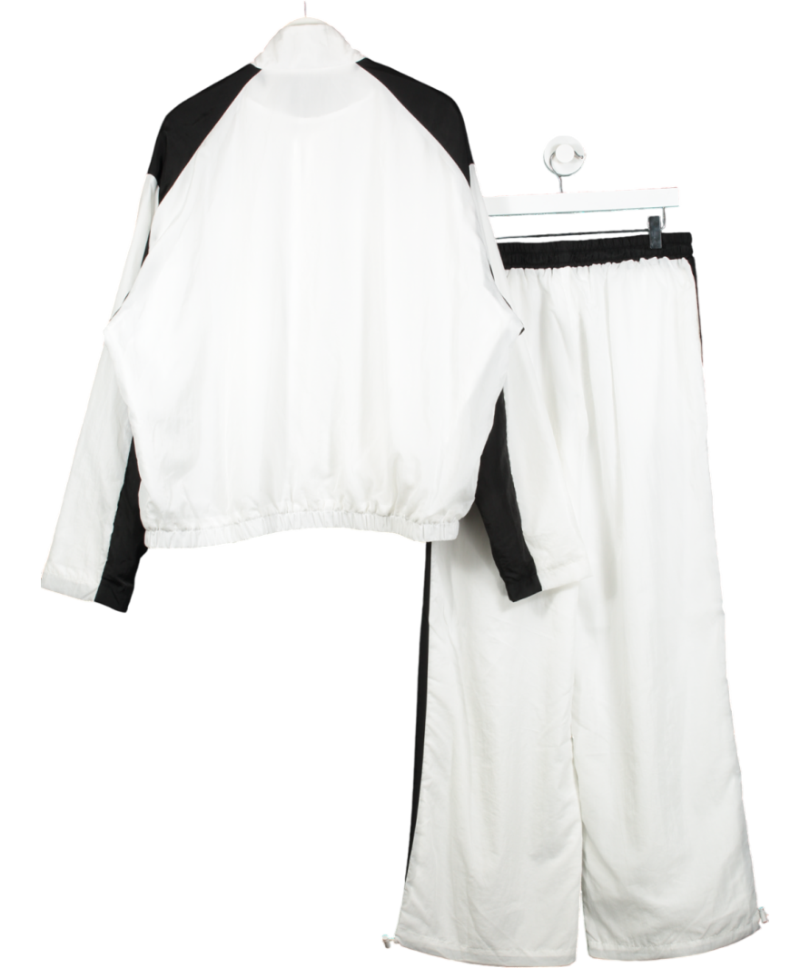boohooMan White Homme Colour Block Funnel Neck Crinkle Jacket And Trouser UK XL
