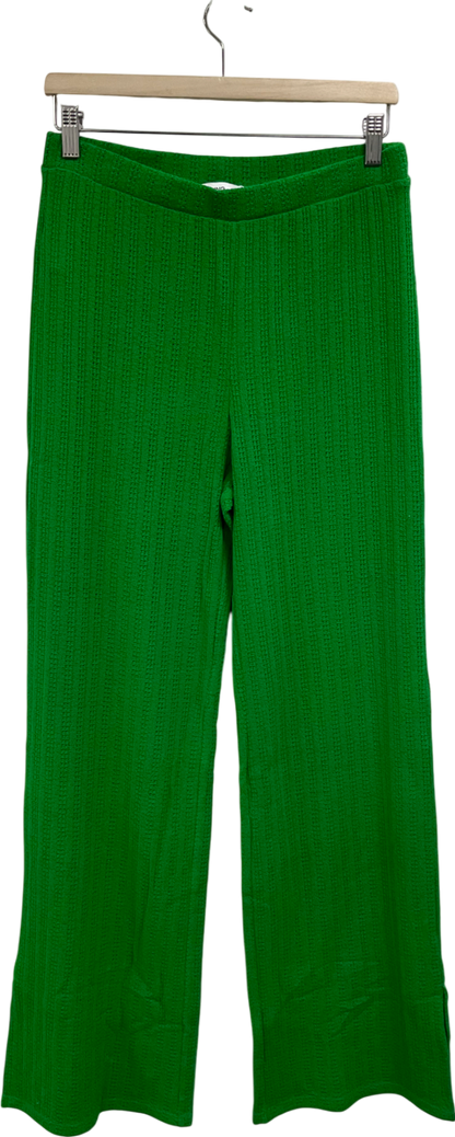 MANGO Green Straight Crochet Trousers UK M