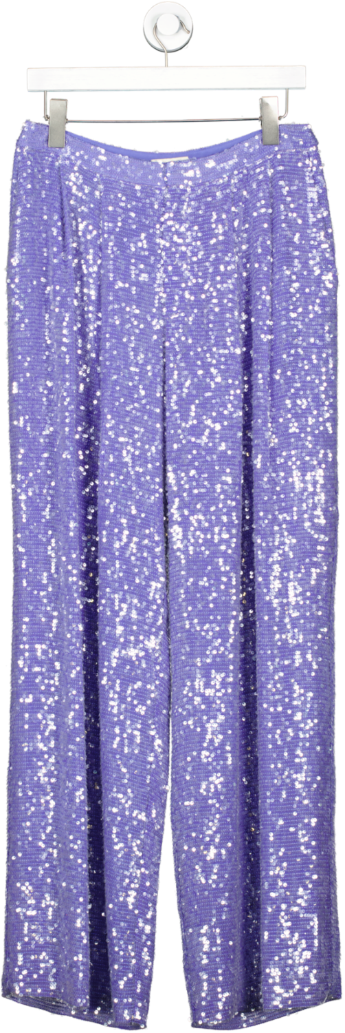 Lapointe Purple Sequin Pleated Trousers UK 10