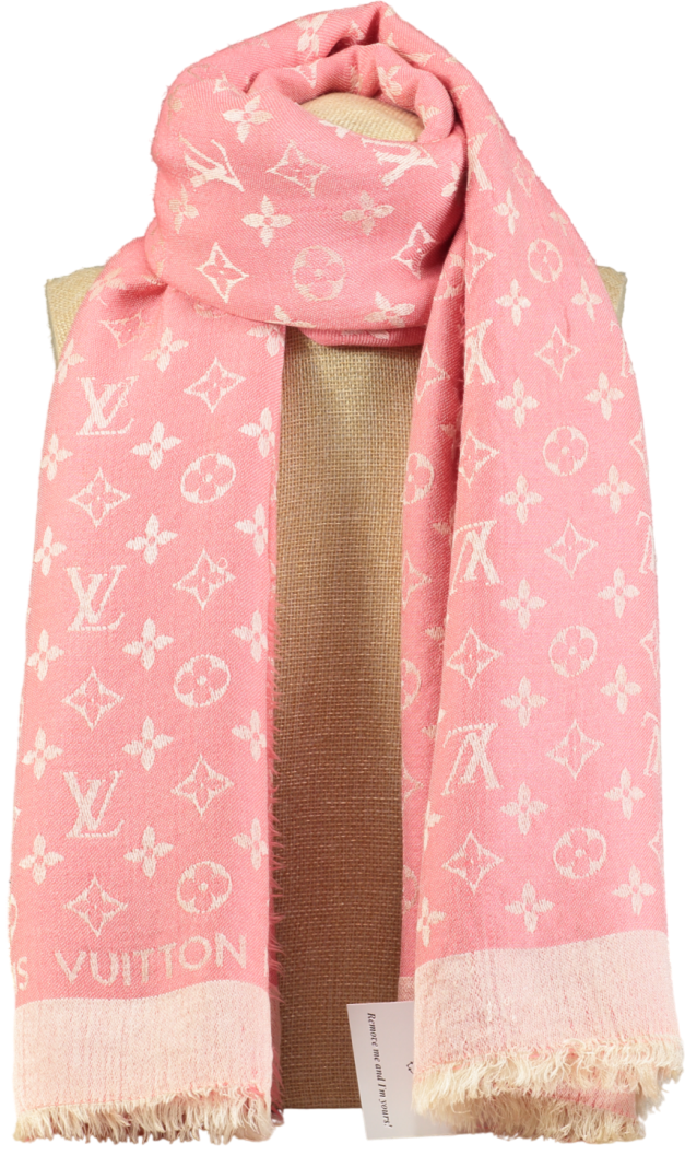 Louis Vuitton Coral Pink Iconic LV Monogram Silk/wool Blend Scarf