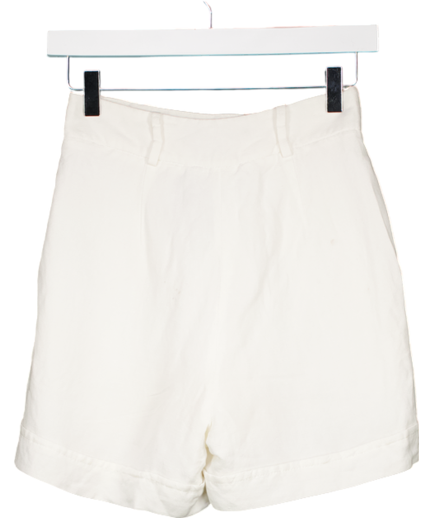 Karen Millen White High Rise Linen Blend Short UK 6