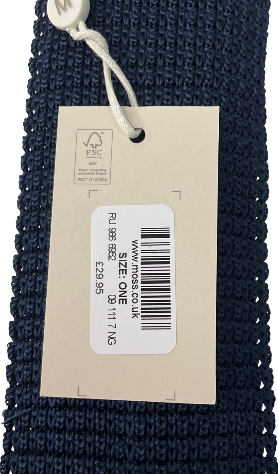 Moss Bros Blue Knitted Silk Tie One Size