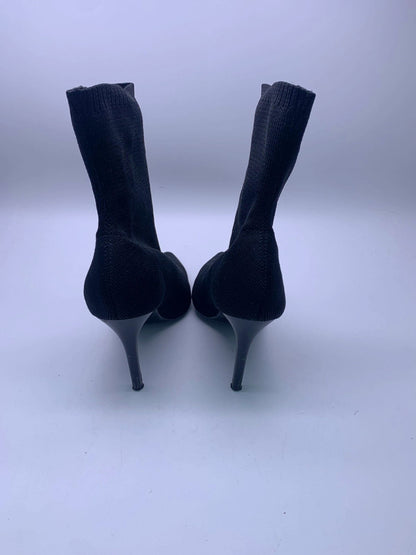 Mango Black Knit High Heel Ankle Boots UK 3.5