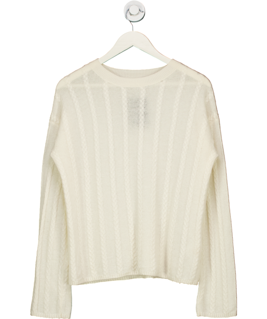 LilySilk Cream Semi Sheer Cable Knit Sweater UK S