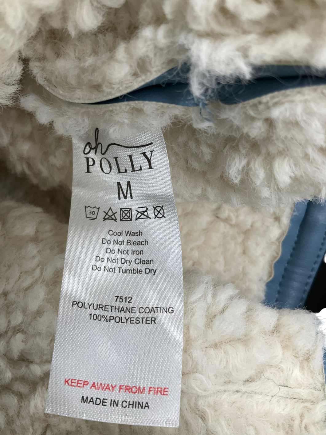 Oh Polly Blue Dora Jacket With Sherling Collar And Trim UK M