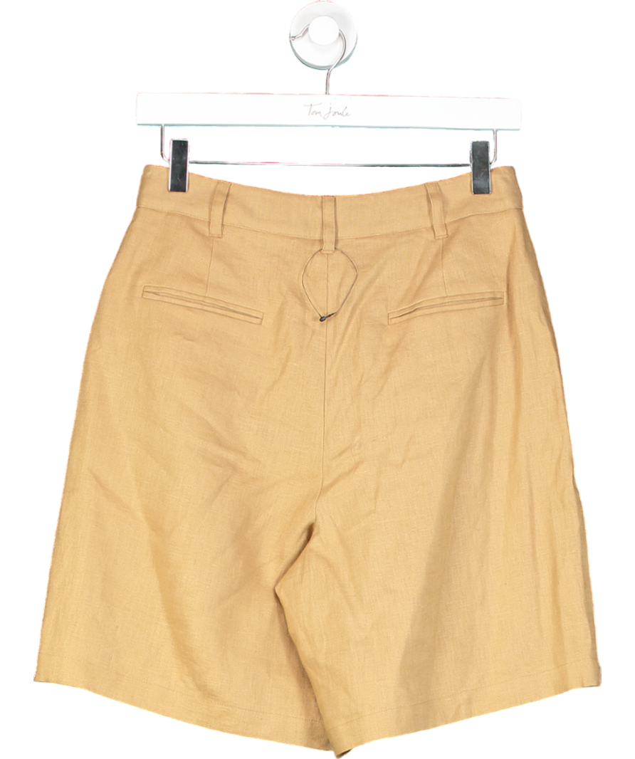 WYSE LONDON Tan Silvia Linen Blend Shorts UK 8