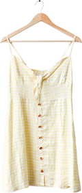 Faithful The Brand Yellow Gingham 100% Linen Rodeo Mini Dress Us10 UK 14