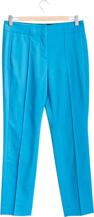 DOROTHEE SCHUMACHER Turquoise Blue Tapered Seam Detail Wool Cigarette Trouser Sz1 UK XS