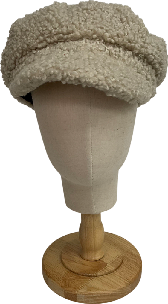 Cream Wool Style Flat Cap One Size