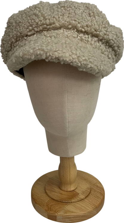 Cream Wool Style Flat Cap One Size