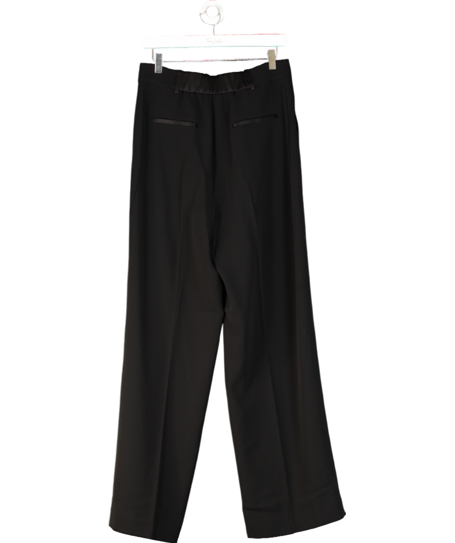 THE FOLD Black Clever Crepe Adelaide Wide-leg Trousers UK 12
