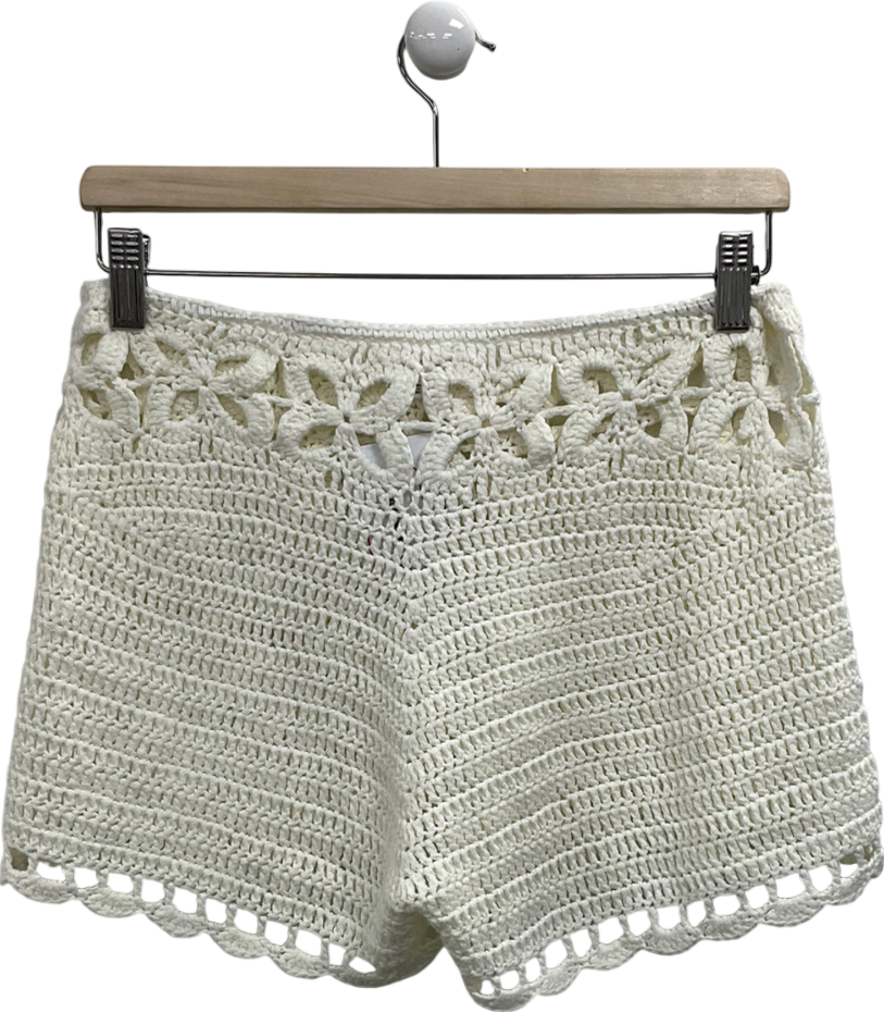 Superdown Cream Juliana Crochet Shorts UK L
