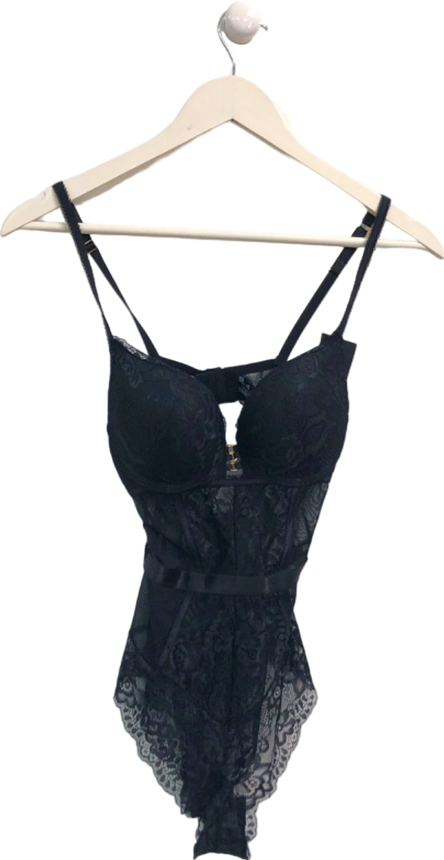Fashion Nova Black Love Me Until The End Lace Bodysuit UK S