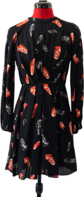 Whistles Black Jasmine Feather Print Dress UK 4