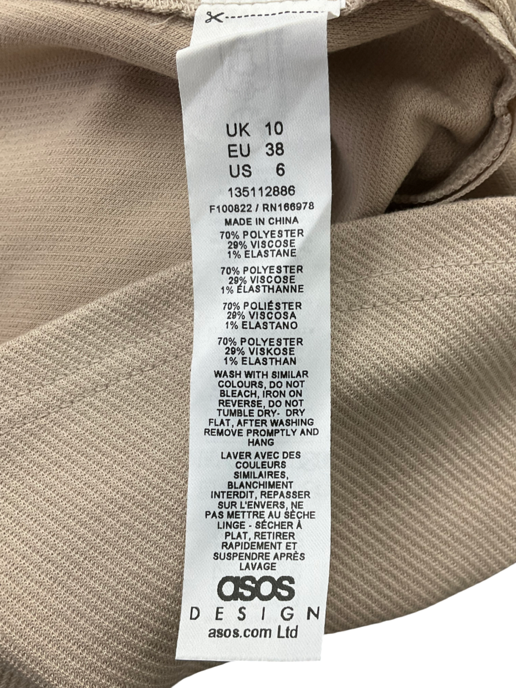 ASOS Beige Ruched Asymmetric Bandeau Top In Stone UK 10