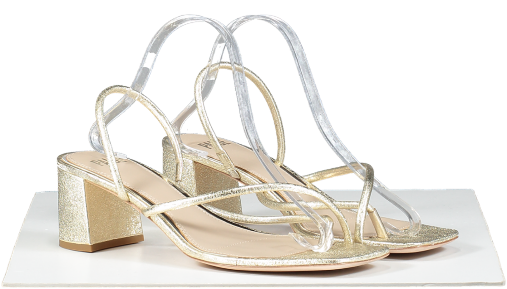 PAIGE Metallic Gold Leather Mid Heels UK 8 EU 41 👠