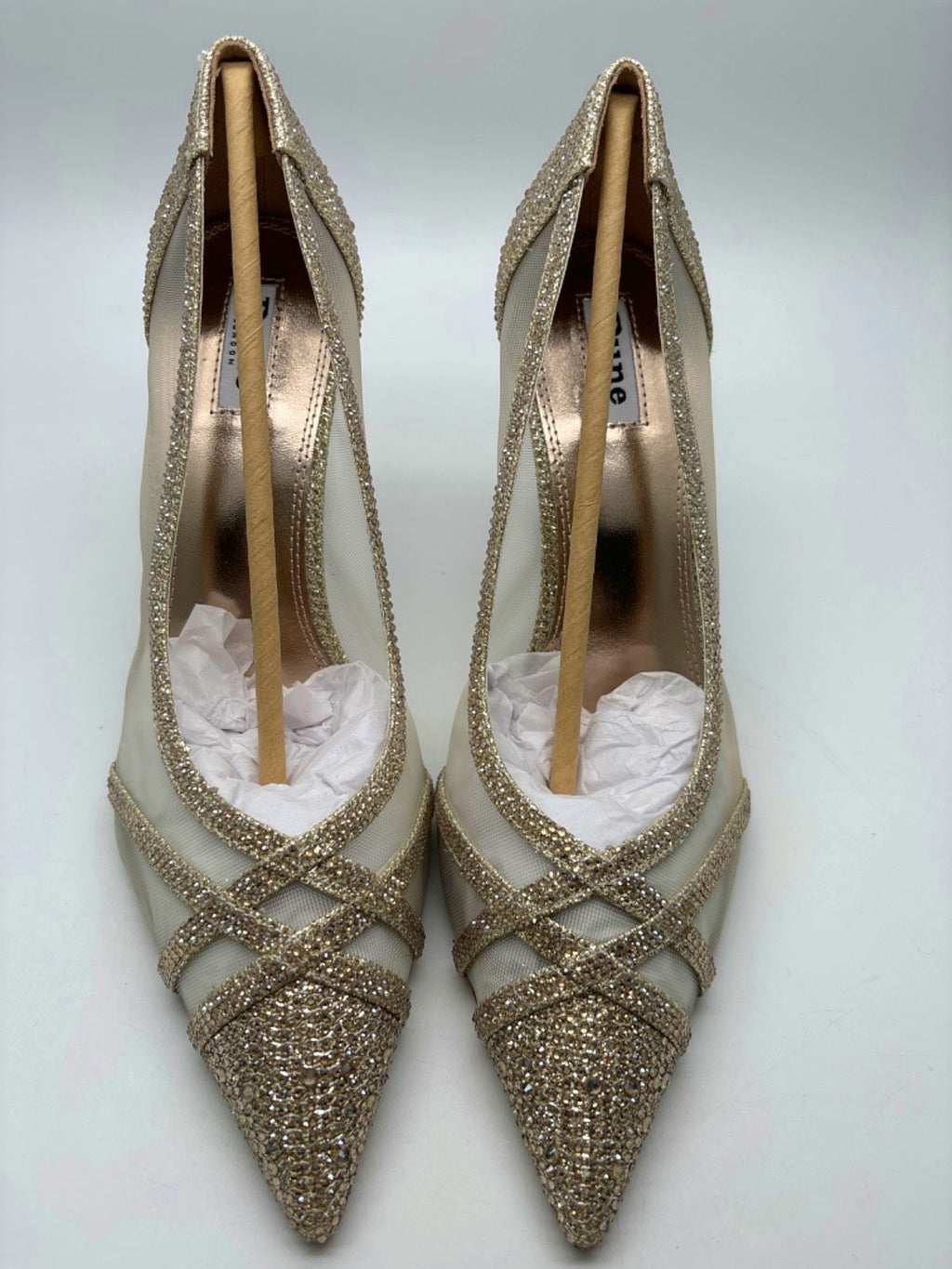 Dune London Gold Lurex Mesh Mix Court Shoes UK 8