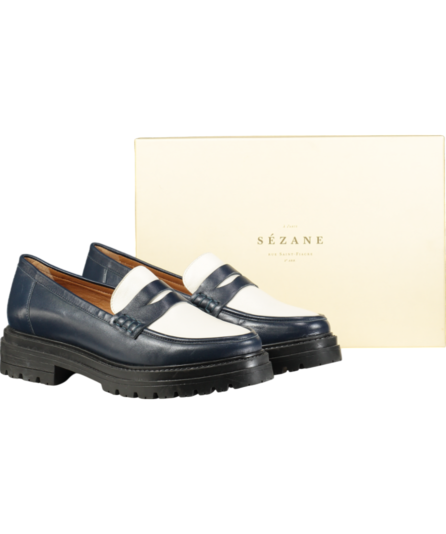 Sezane Blue Albane Loafers UK 8 EU 41 👠