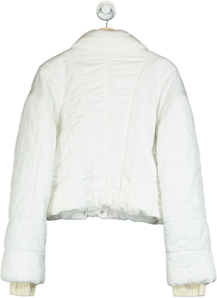 Chanel White Quilted Sportline Logo Sleeve Jacket UK 14